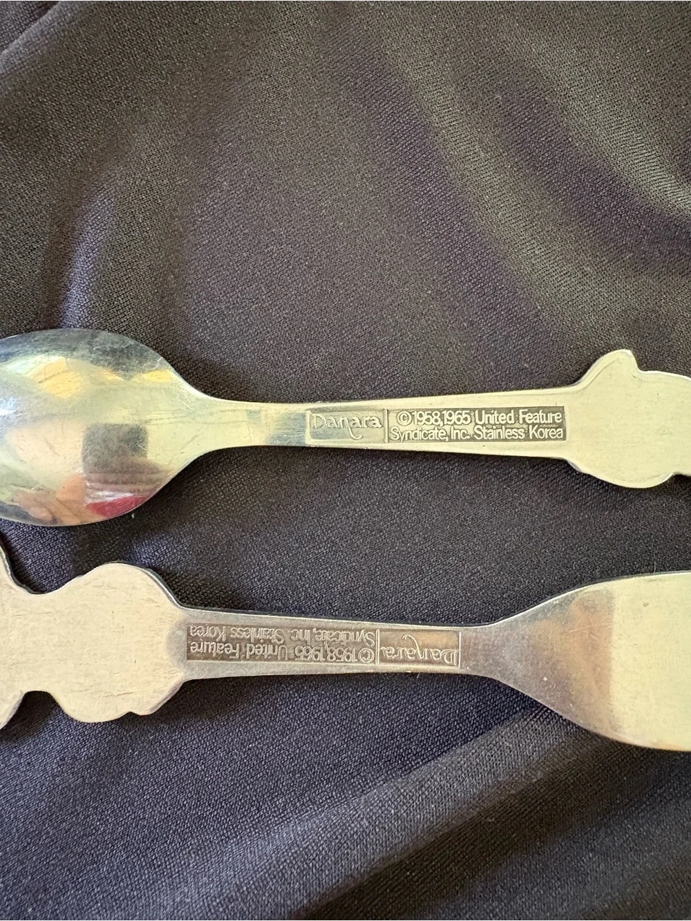 Antique Snoopy & Woodstock Child Spoon and Fork Set - Silver Tone
